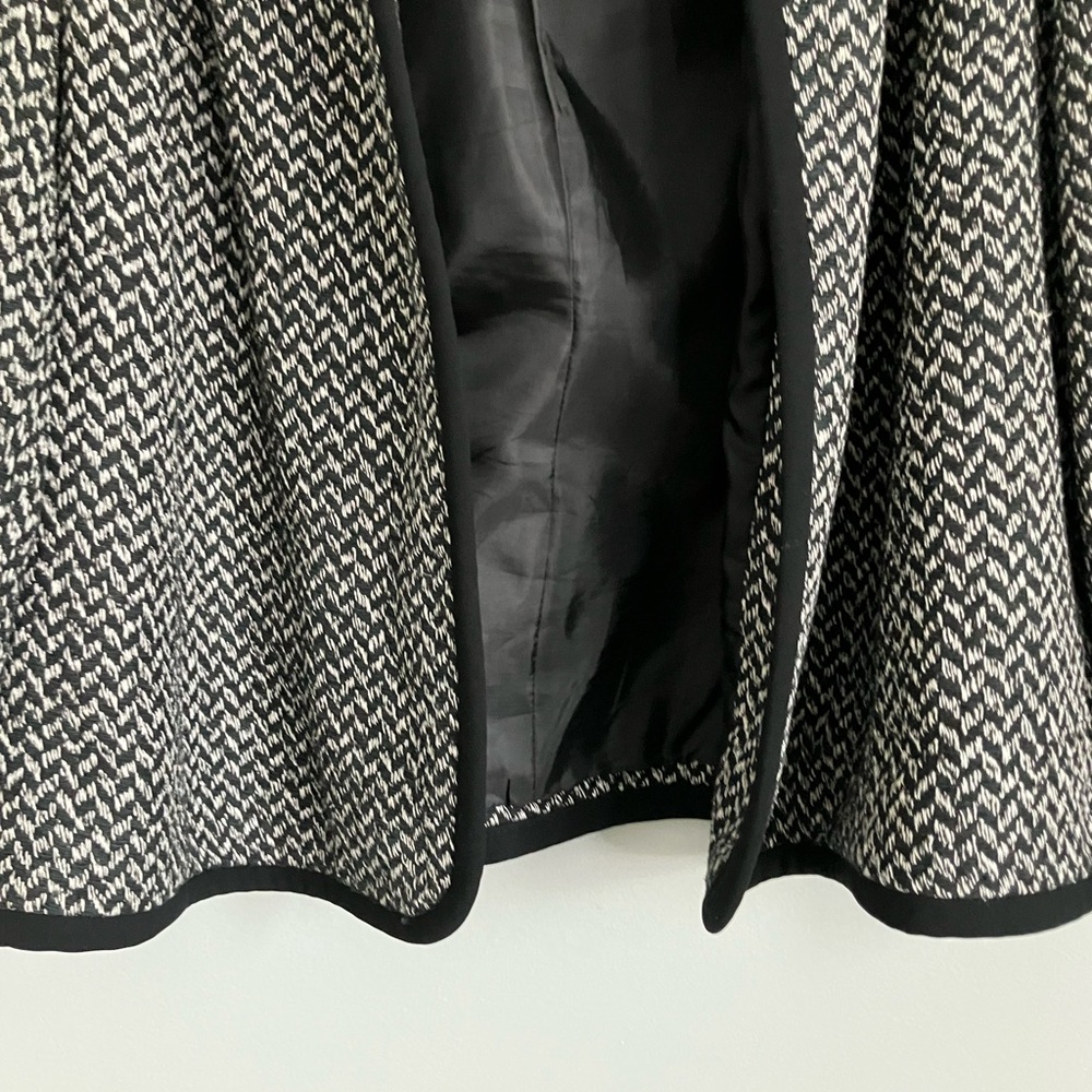 KASPER Black & White Silk and Cotton Blend Open Front Blazer Size 18W - Picture 4 of 12
